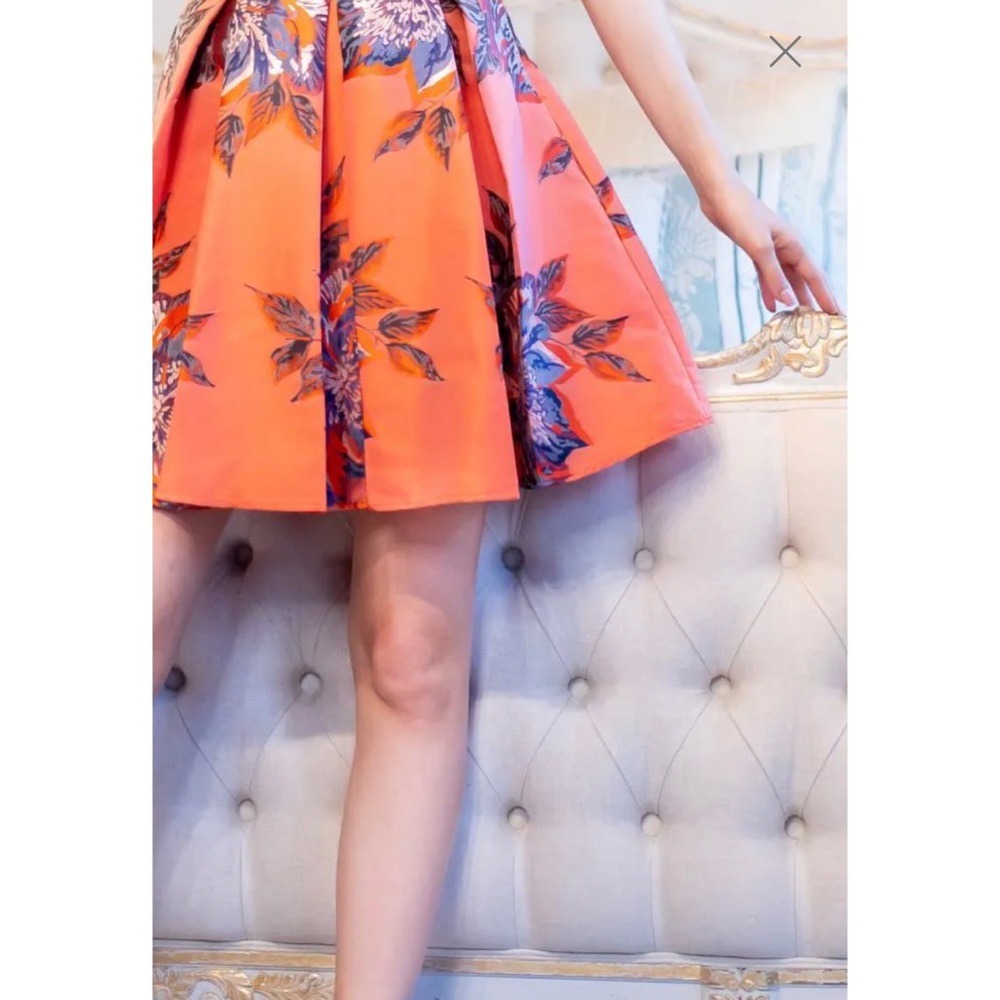 Eva Franco Orange Floral Jacquard Dress - Picture 2 of 8